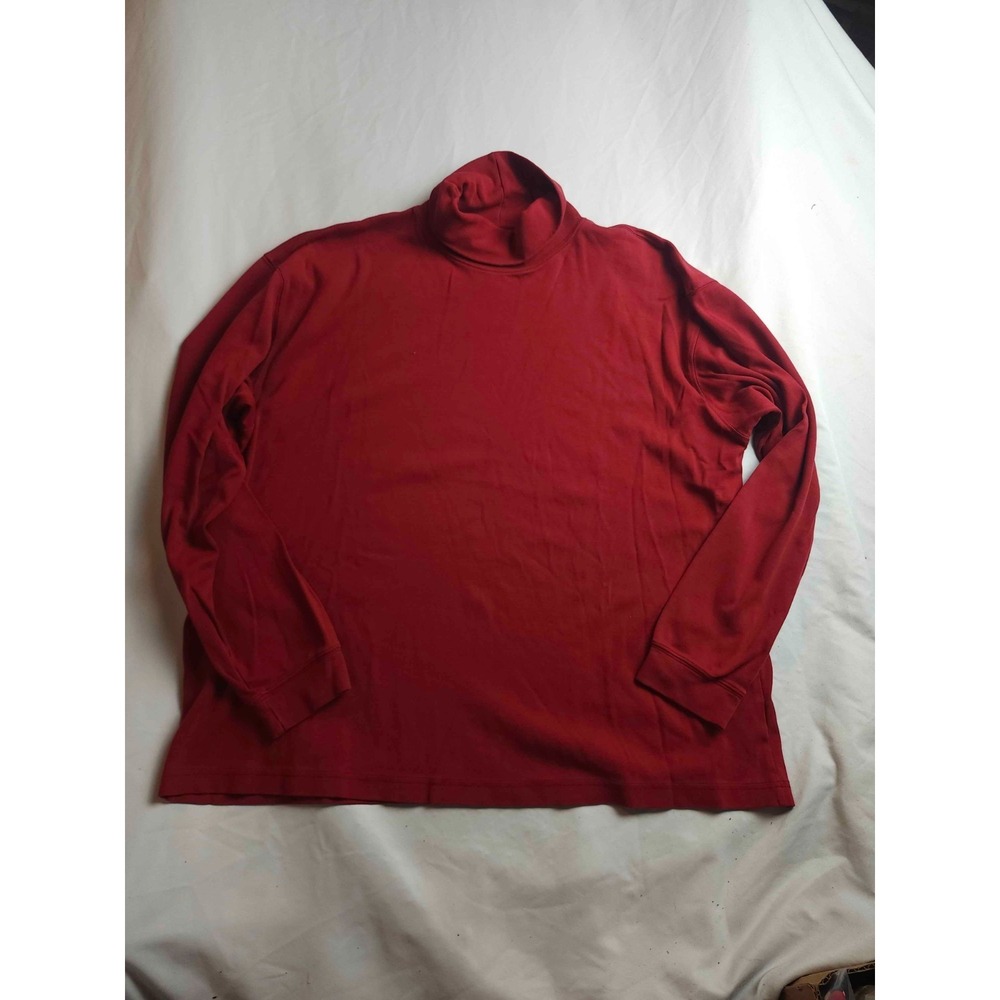 L.L. Bean Mock Neck Shirt Mens XL Red Long Sleeve Casual Layering Turtleneck
